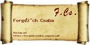 Forgách Csaba névjegykártya