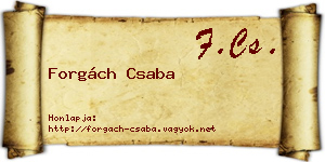 Forgách Csaba névjegykártya